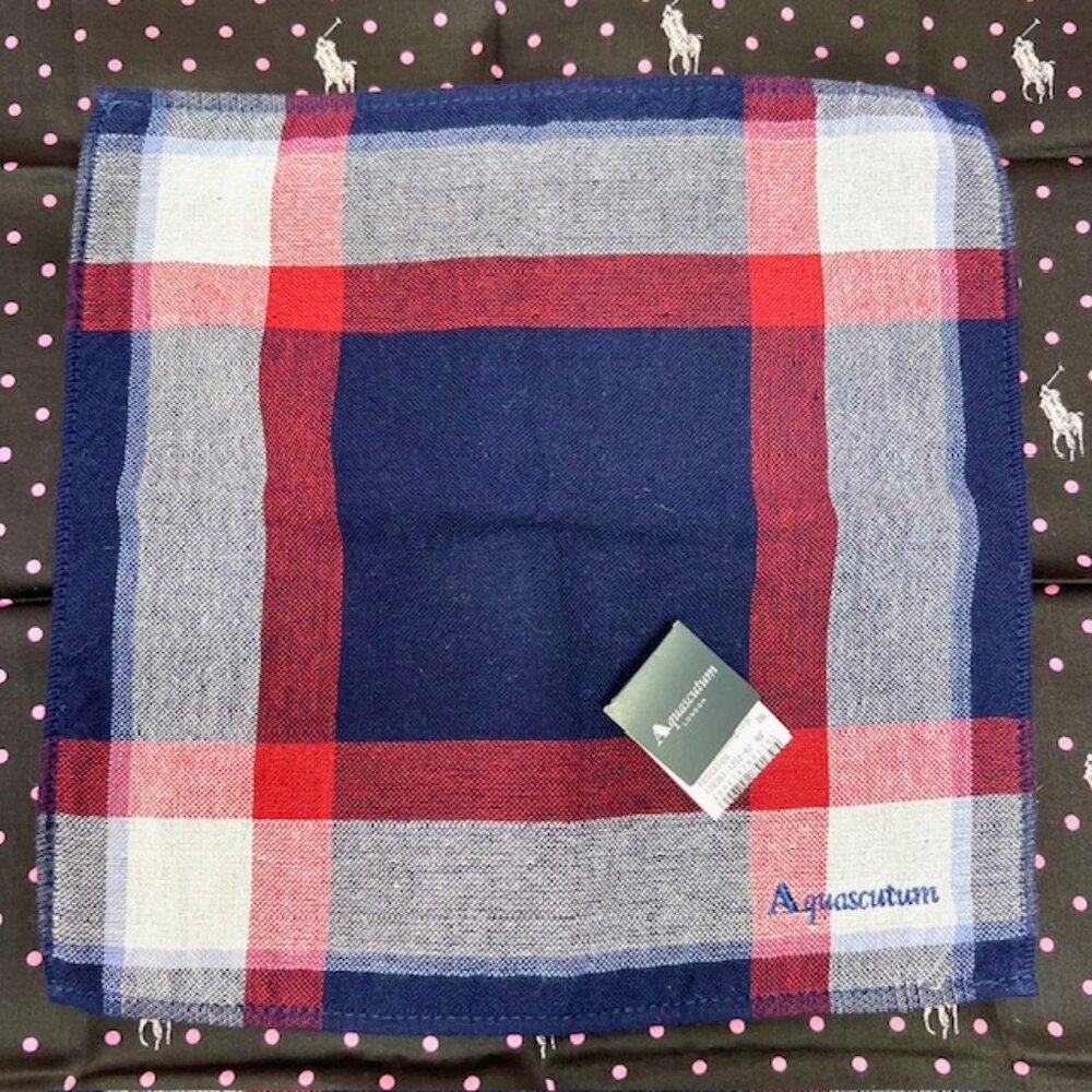 New HandTowel & MiniScarf Polo R. Laurent & Aquascutum London Black pink dot (91 - Picture 10 of 11